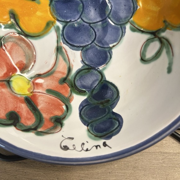Vintage Celina Himark Hand Painted Cereal Bowl 6" Fruit Grape Portugal *READ - Picture 2 of 9